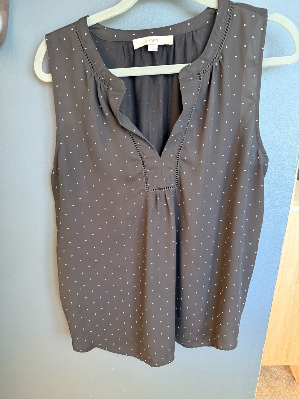 LOFT Charcoal Sleeveless Polka Dot Camisole